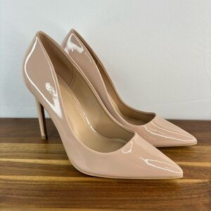 Mixx Shuz Heels Womens 7 Nude Patent Leather Pointed Toe Classic Business Casual